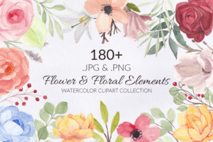 188 Flower and Floral Watercolor Set Illustrations