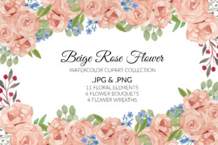 Beige Rose Flower Watercolor Clipart Set Review