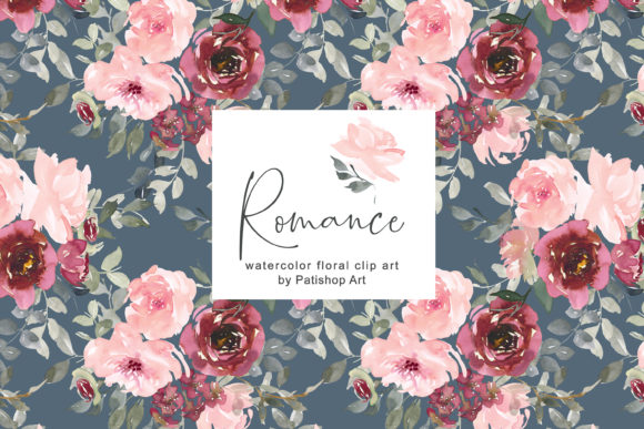 Blush Burgundy Floral Clipart & Illustrations