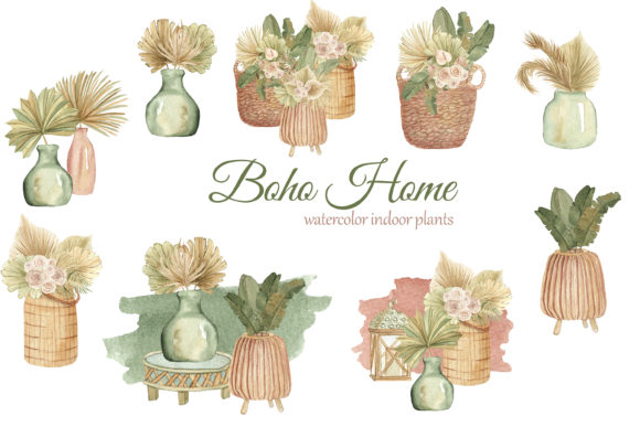 Boho Indoor Plants Watercolor Clipart Review