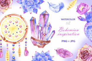 Boho Watercolor Cliparts & Illustrations