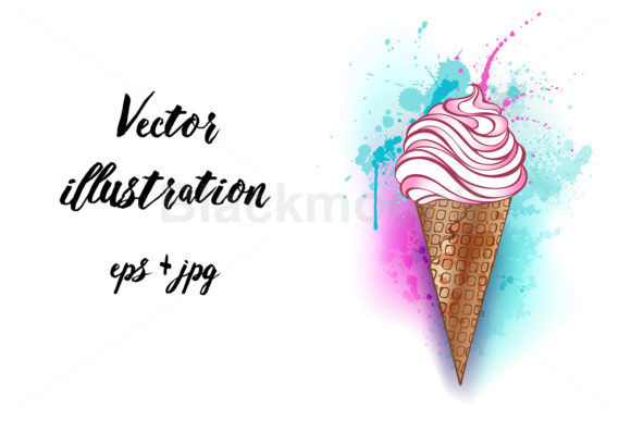 Ice Cream Painted Watercolor Illustrations