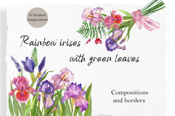 Iris Watercolor Clipart, Floral Bouquet Review