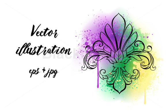Mardi Gras Lily with Watercolor Illustrations