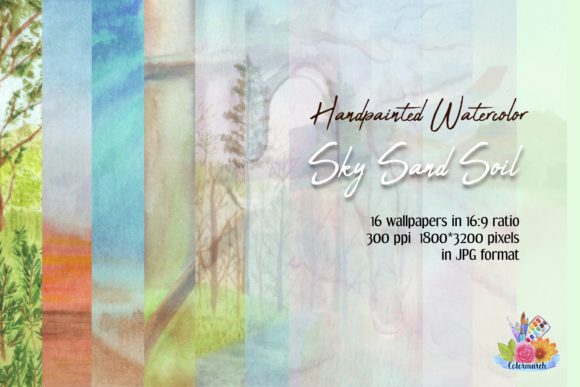 Sky Sand Soil Watercolor Wallpaper Illustrations
