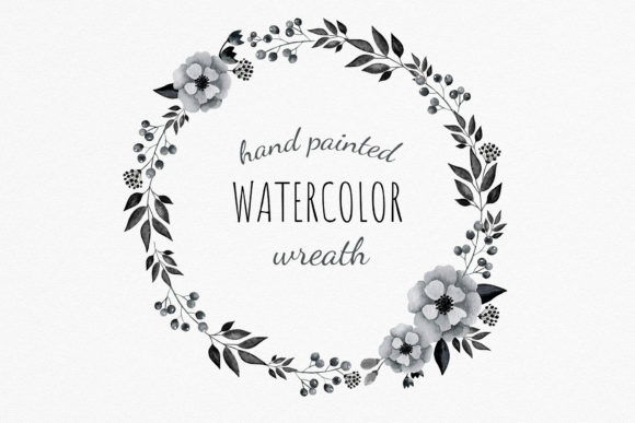 Watercolor Black Anemones Wreath Illustrations Review