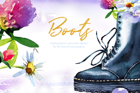 Watercolor Boots Clipart Set & Illustrations