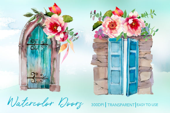 Watercolor Doors Designs & Illustrations