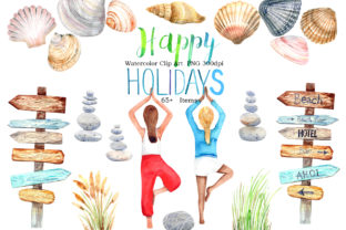 Watercolor Happy Holidays Clip Art & Illustrations