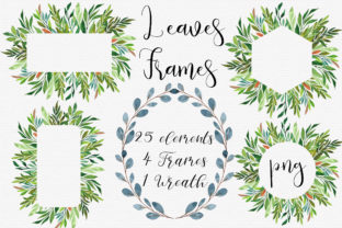 Watercolor Leaves Frames Clip Art & Illustrations