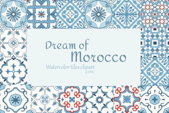 Watercolor Moroccan Tiles Clipart Review