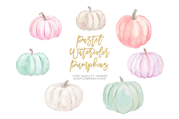 Watercolor Pumpkins Clip Art & Illustrations
