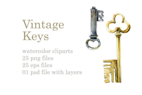 Watercolor Vintage Keys: Vintage Illustrations Review