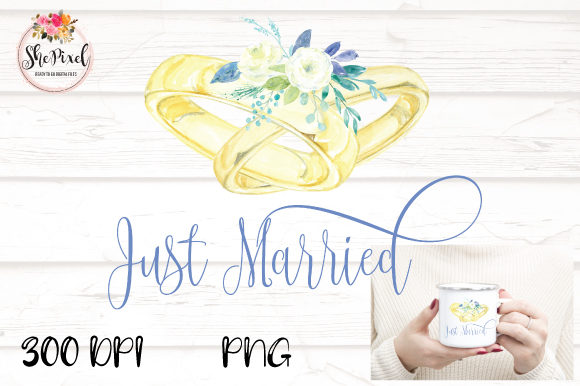 Wedding Rings Watercolor Clipart & Illustrations